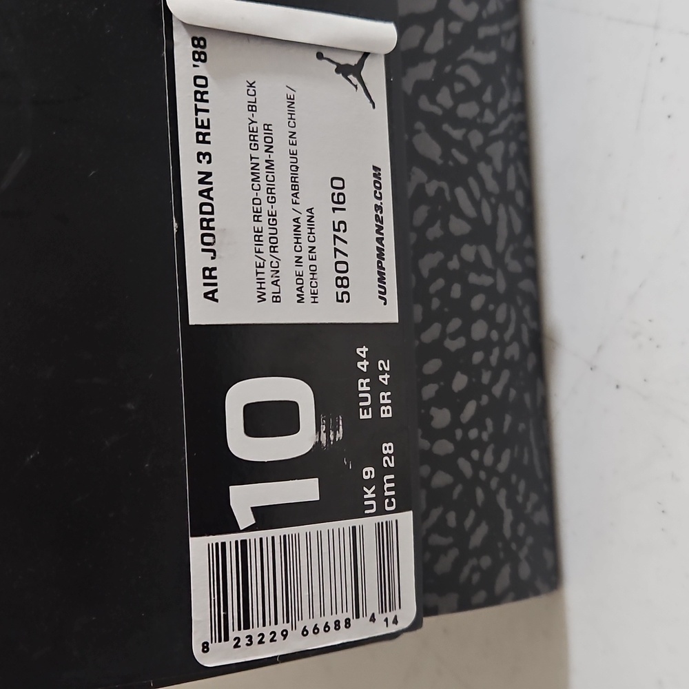 Nike Air Jordan 3 Retro Crimson MENS 9.5 W/BOX 🔥🔥🔥NWT RARE NEVER WORN🔥🔥🔥 - Picture 3 of 11